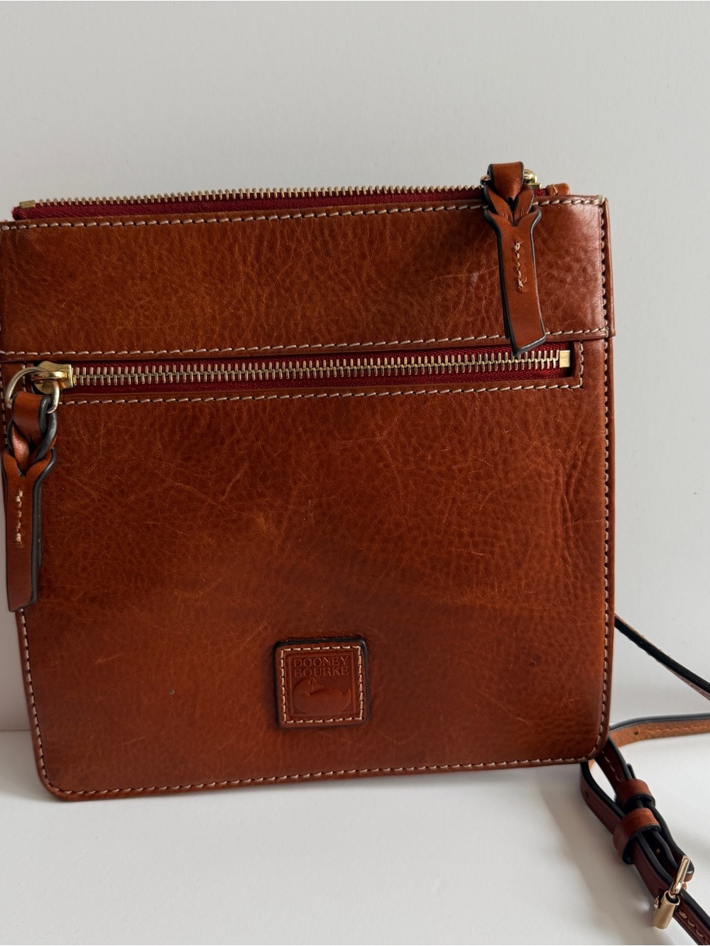 Dooney & Bourke Chestnut Brown Leather Messenger Crossbody